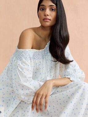 If Only If Blue White Jessie Nightgown Sz 1 NWT